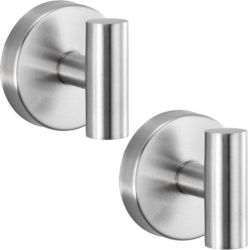 warlve Suction Cup Hooks No Drill Stainless Steel Shower Hooks Towel Hook Robe Hook Heavy Duty on Smooth and Non-Porous Surfaces in Bathrooms Kitchen Bedroom (2, Brushed Nickel) - Image 1